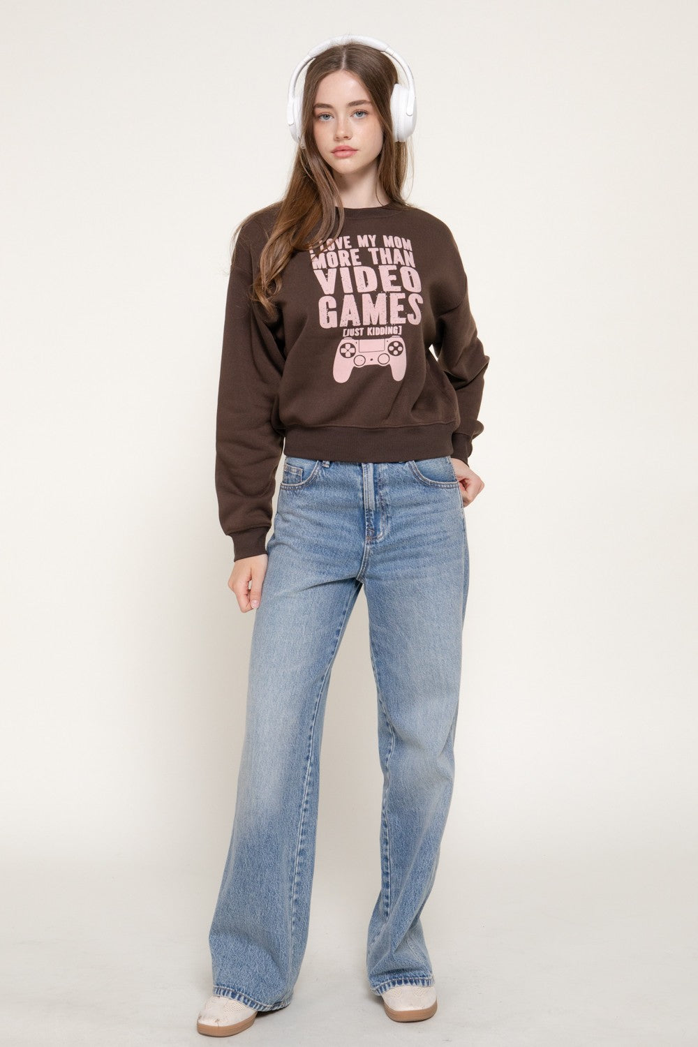 Long Sleeve Flocked Letter Sweatshirt