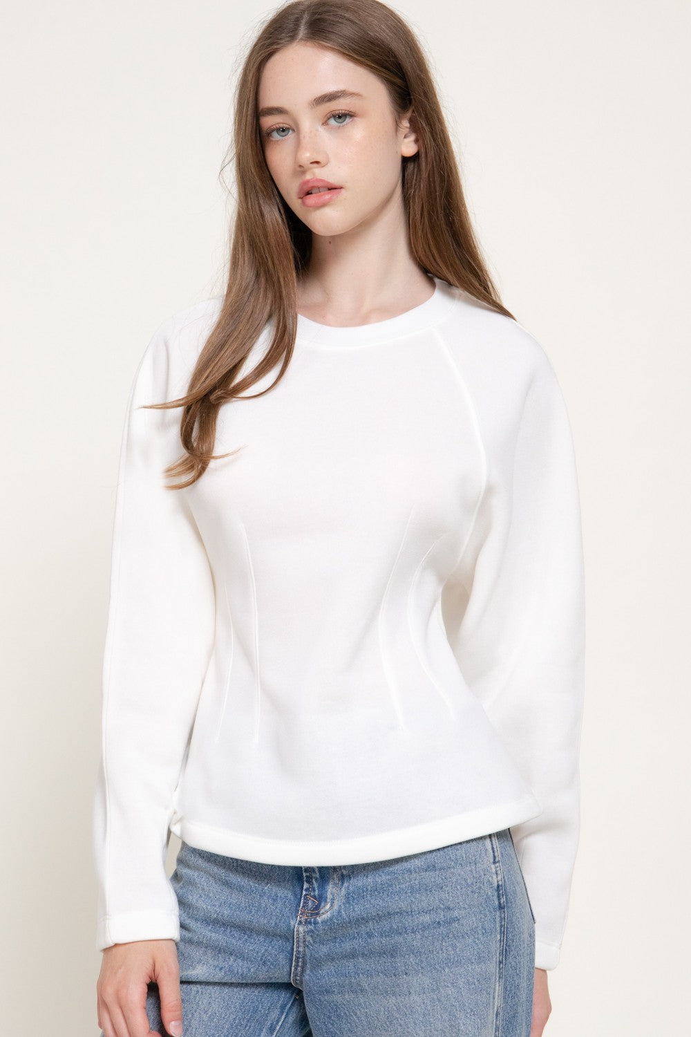 Long Sleeve Waist Defined Sweatshirt