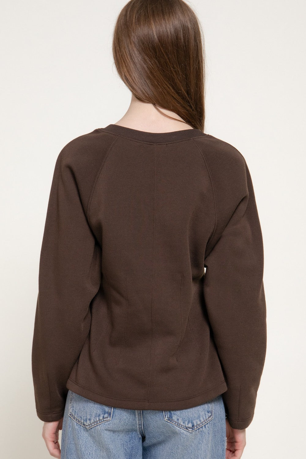 Long Sleeve Waist Defined Sweatshirt