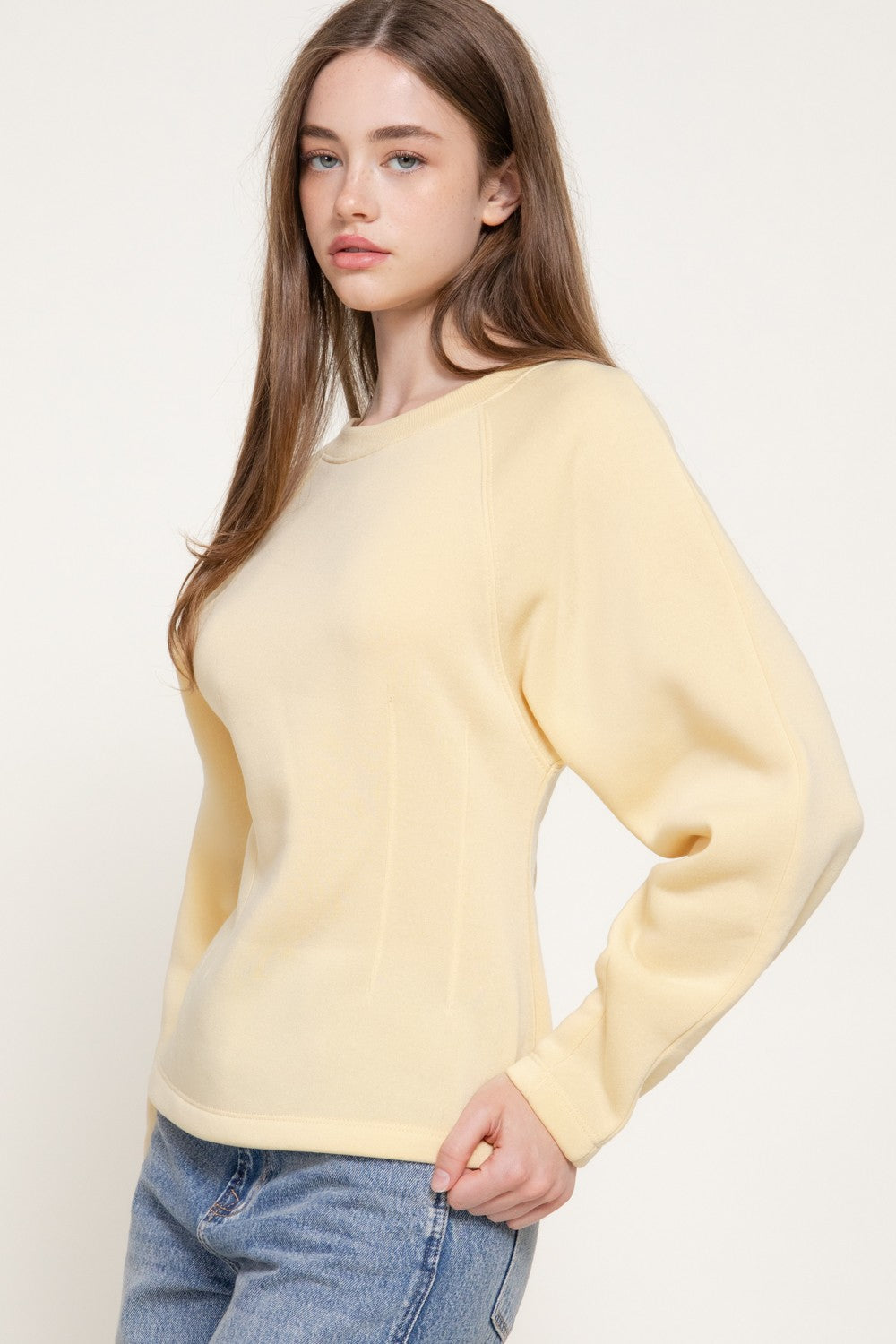 Long Sleeve Waist Defined Sweatshirt