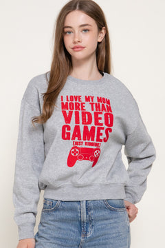 Long Sleeve Flocked Letter Sweatshirt