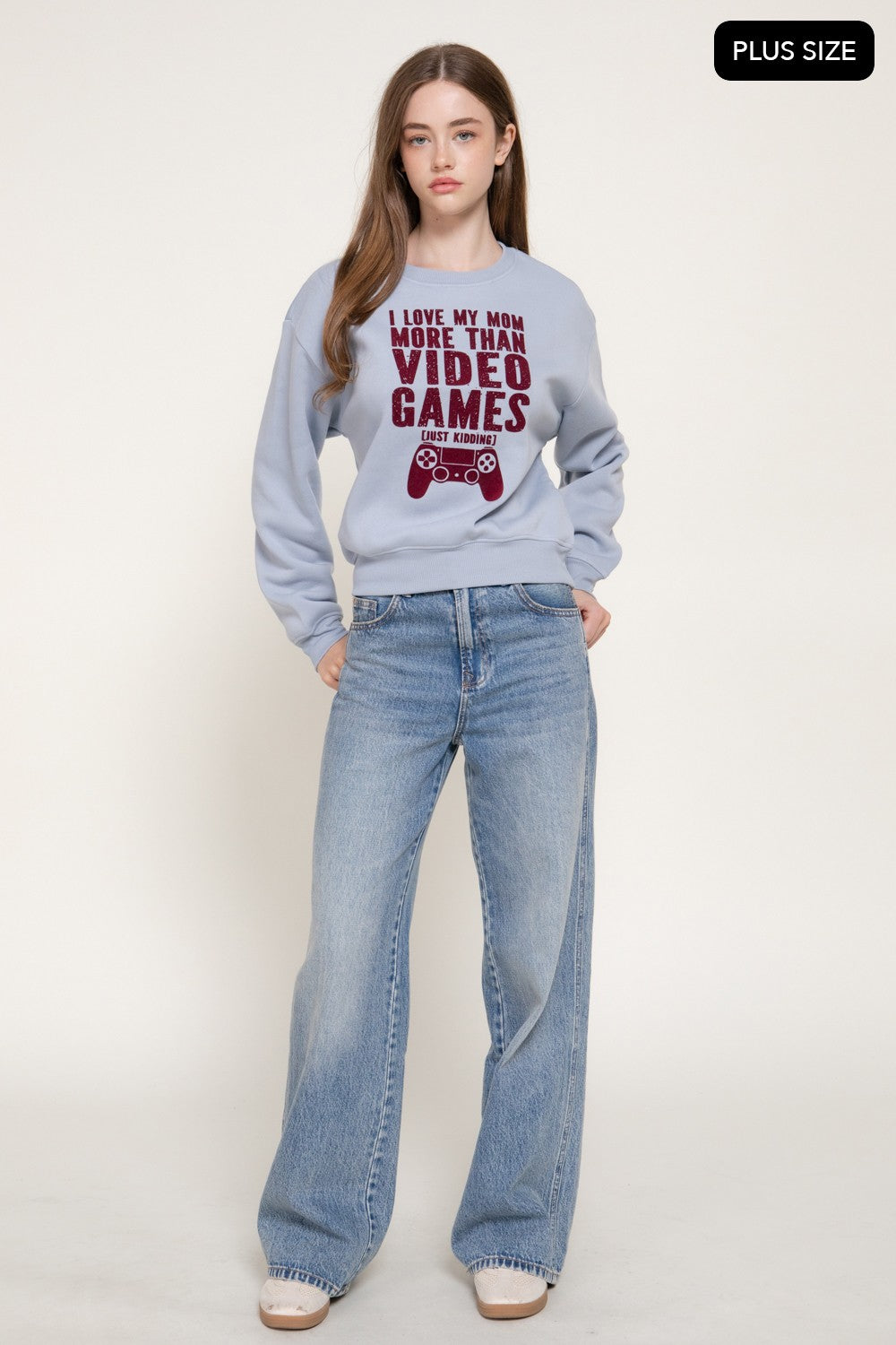 Long Sleeve Flocked Letter Sweatshirt