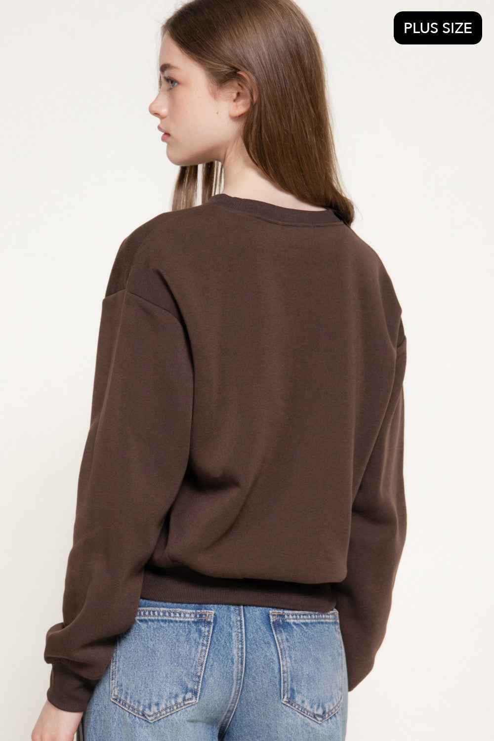 Long Sleeve Flocked Letter Sweatshirt