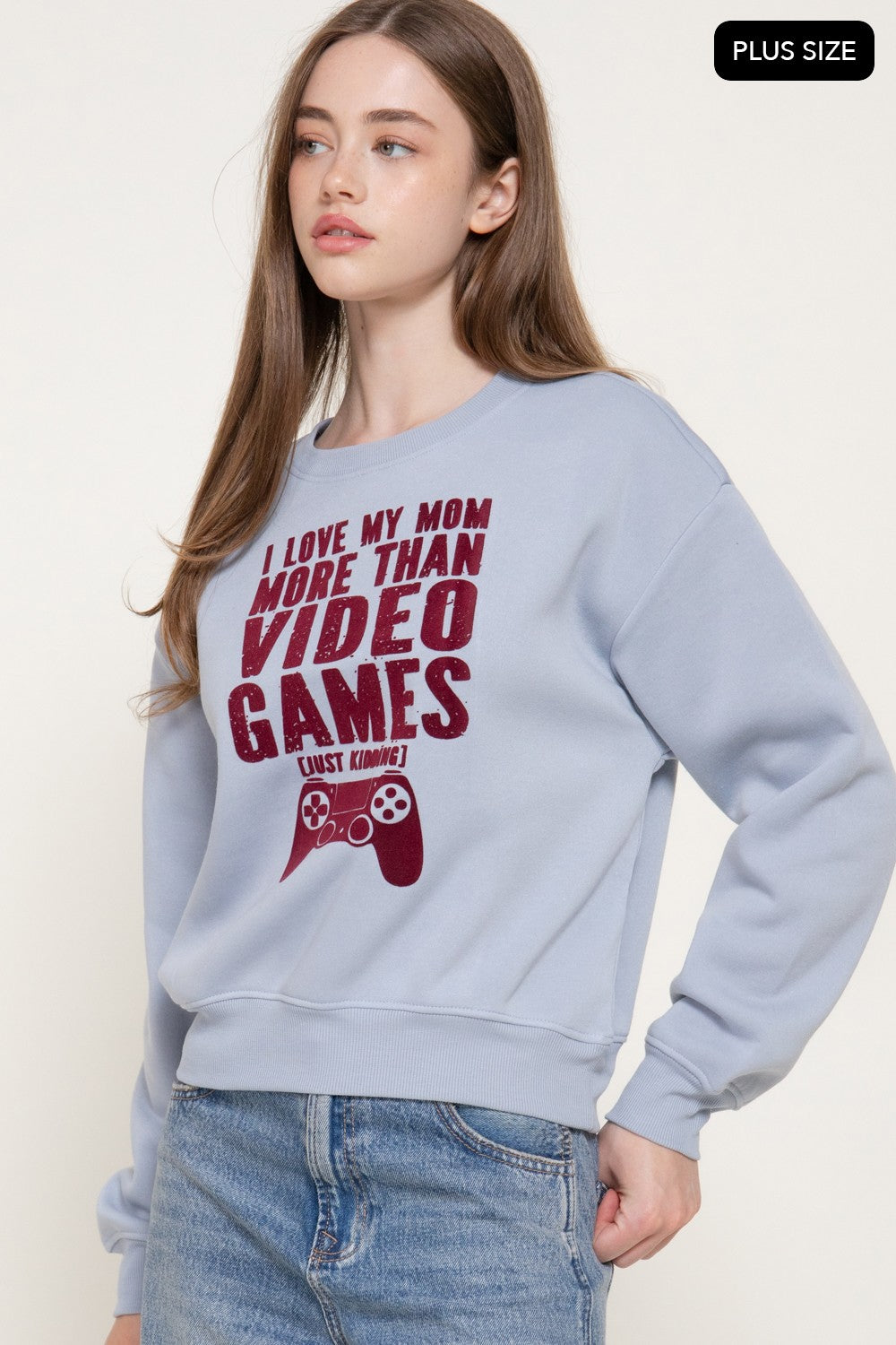 Long Sleeve Flocked Letter Sweatshirt