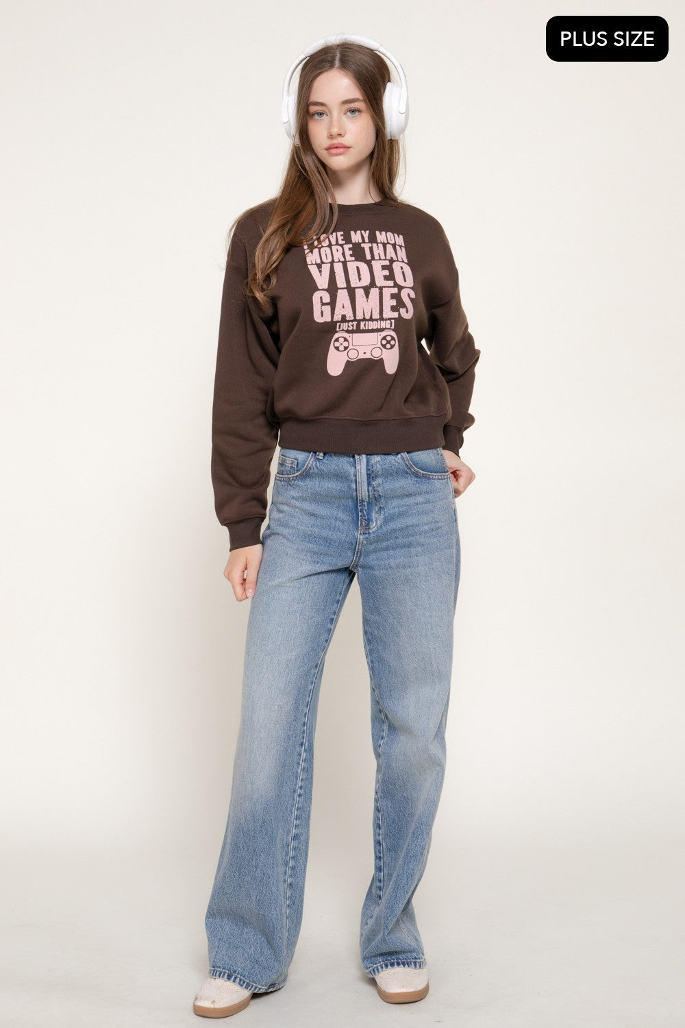 Long Sleeve Flocked Letter Sweatshirt