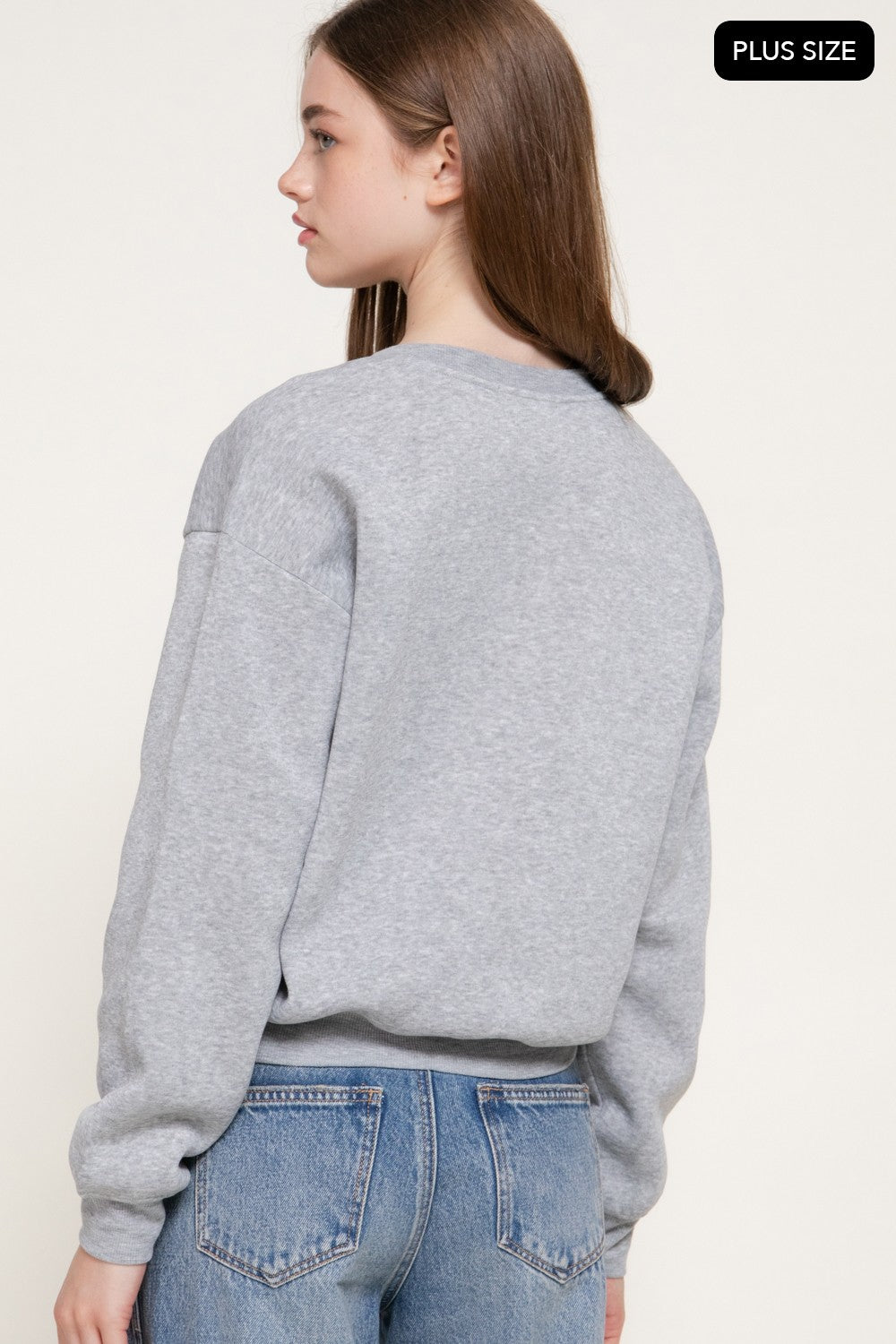 Long Sleeve Flocked Letter Sweatshirt