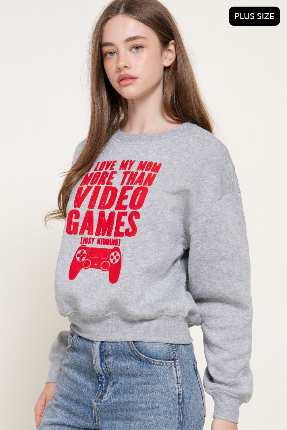 Long Sleeve Flocked Letter Sweatshirt