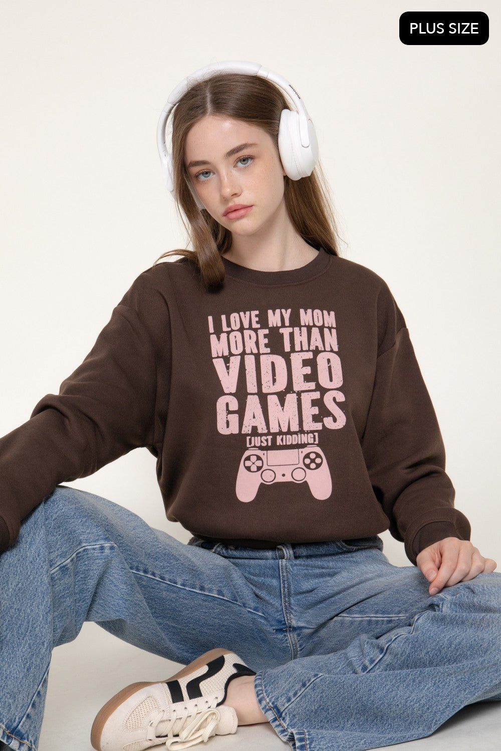 Long Sleeve Flocked Letter Sweatshirt