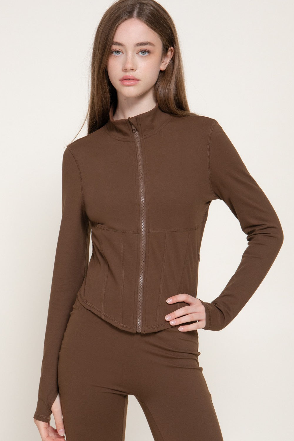 Corset Workout Jacket with Thumb Holes