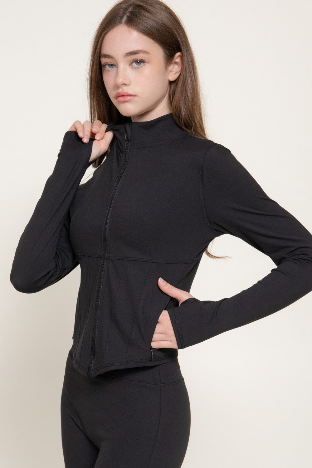 Corset Workout Jacket with Thumb Holes