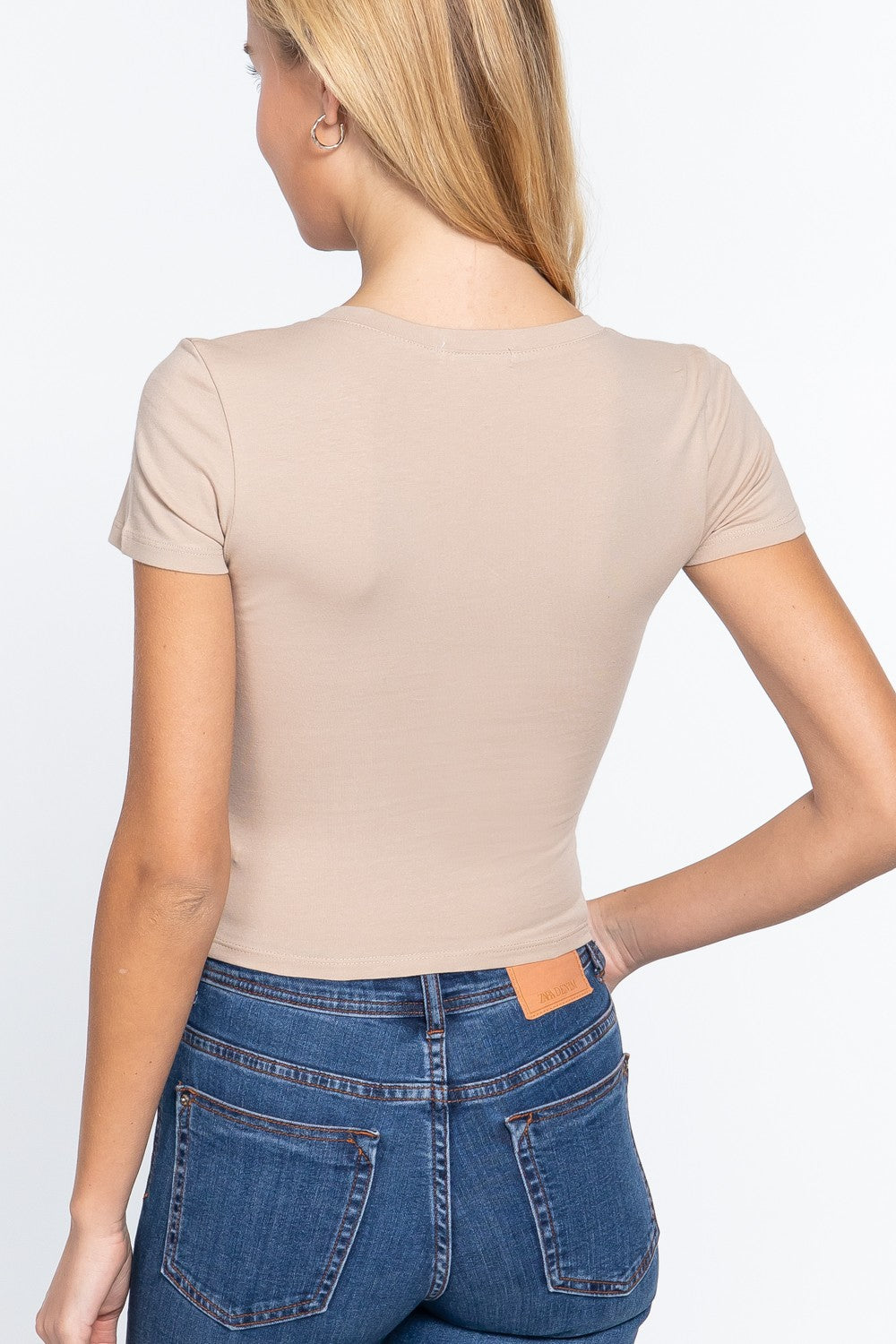 Short Sleeve V-Neck Crop Top