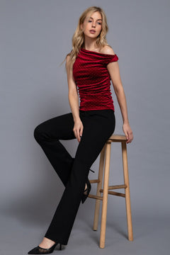 Sleeveless Rhinestone Velvet Top