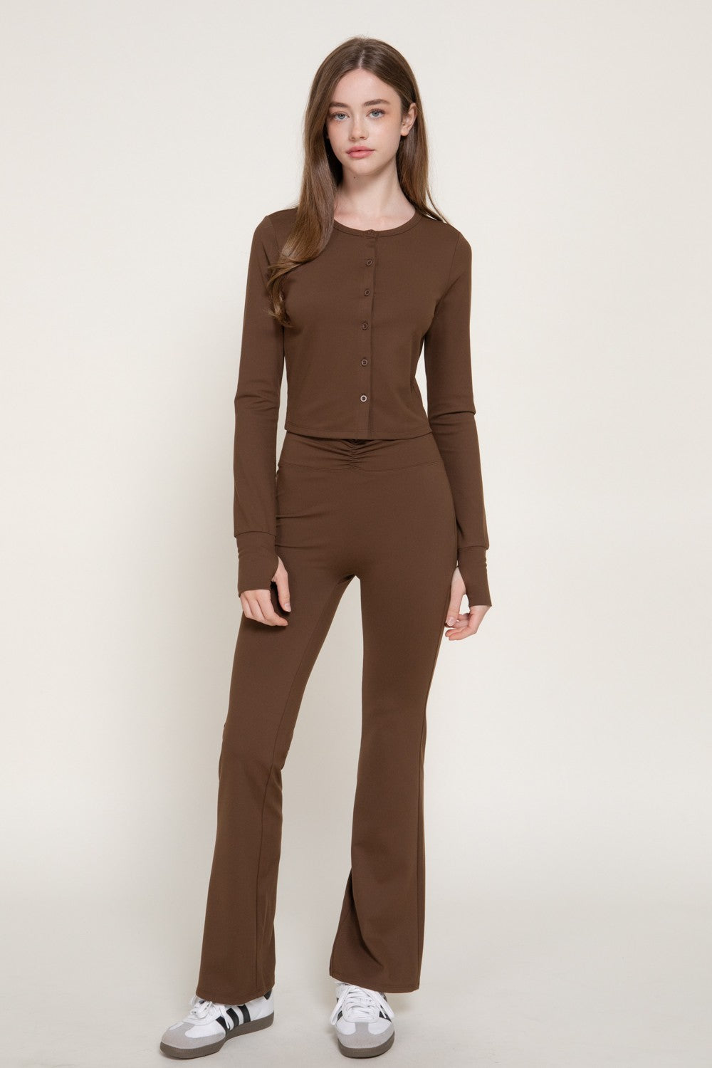 Long Sleeve with Thumb Holes Activewear Cardigan