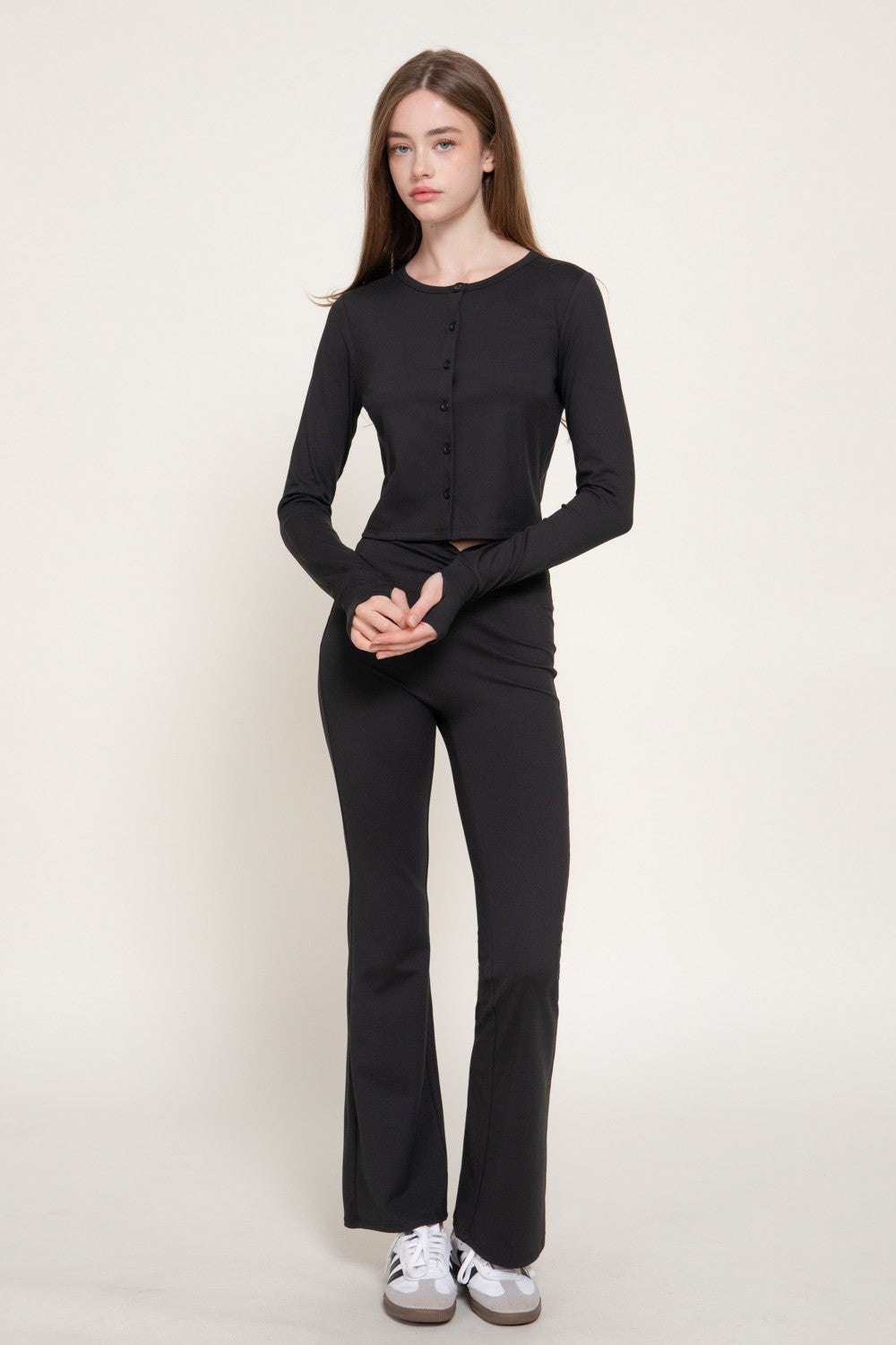 Long Sleeve with Thumb Holes Activewear Cardigan