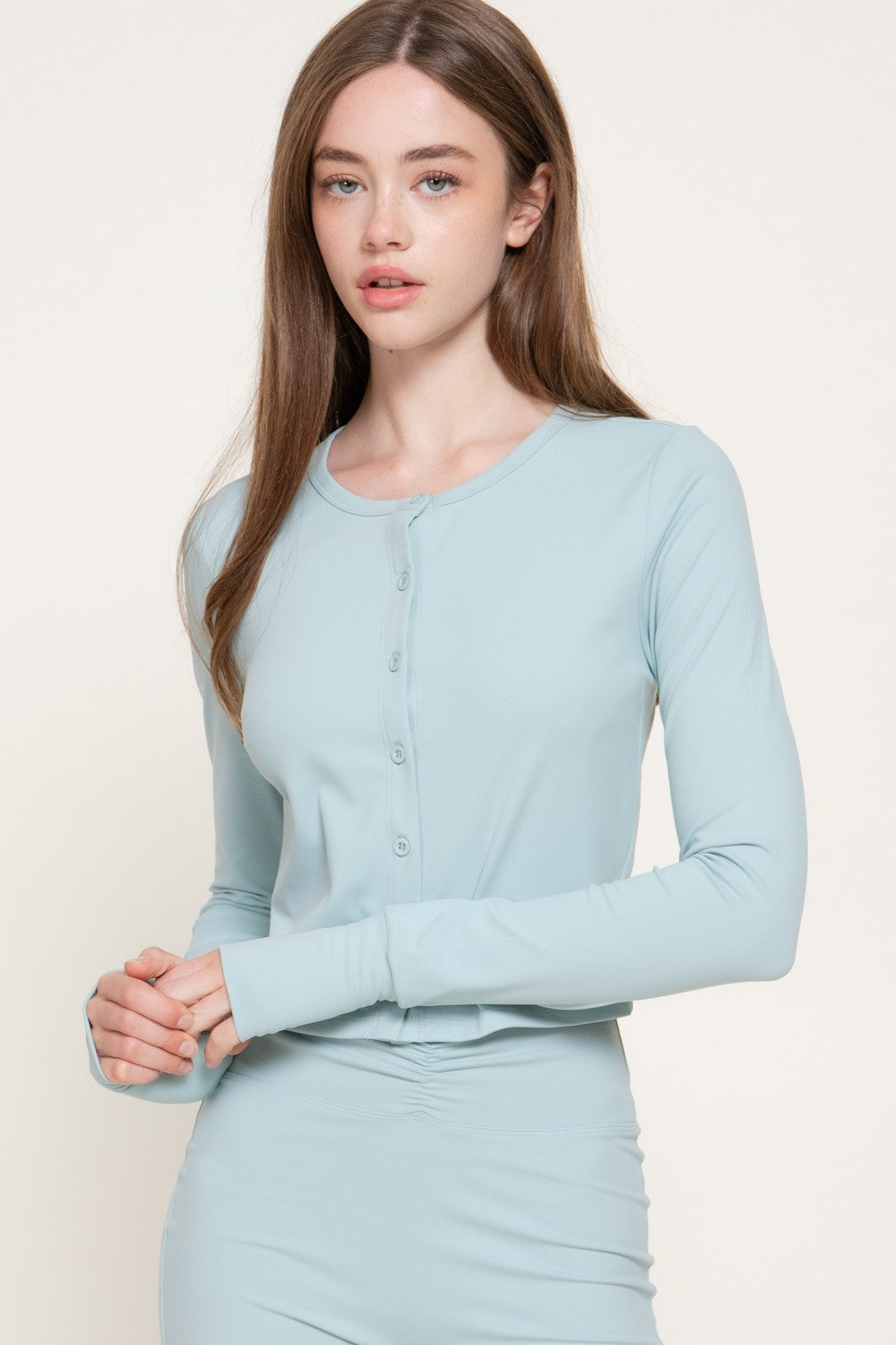 Long Sleeve with Thumb Holes Activewear Cardigan