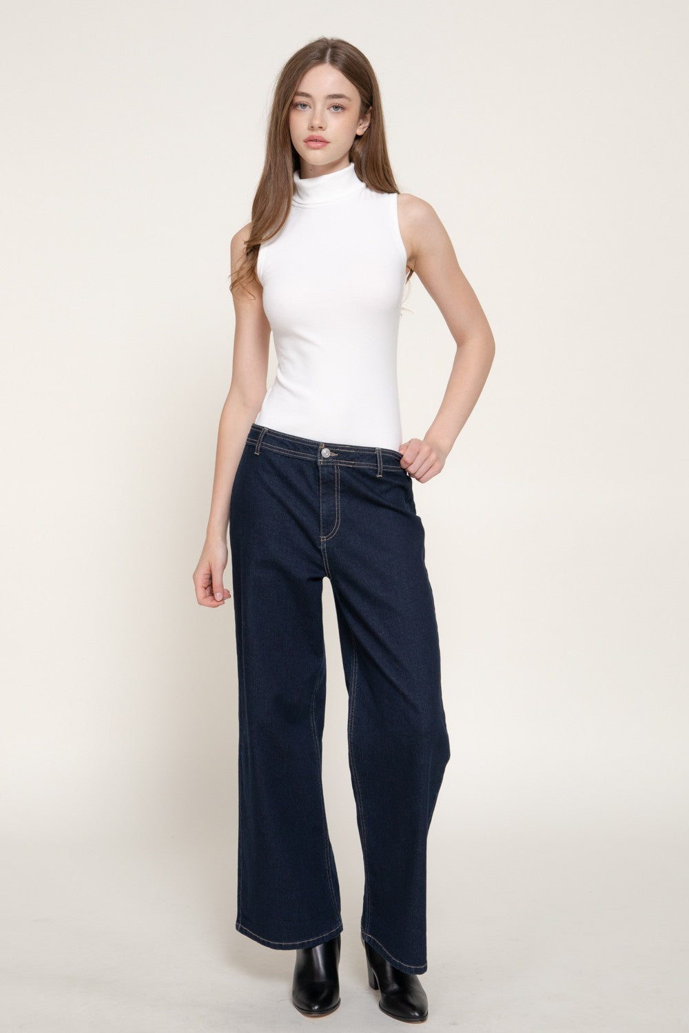 Sleeveless Turtle Neck Ribbed Knit Bodysuit