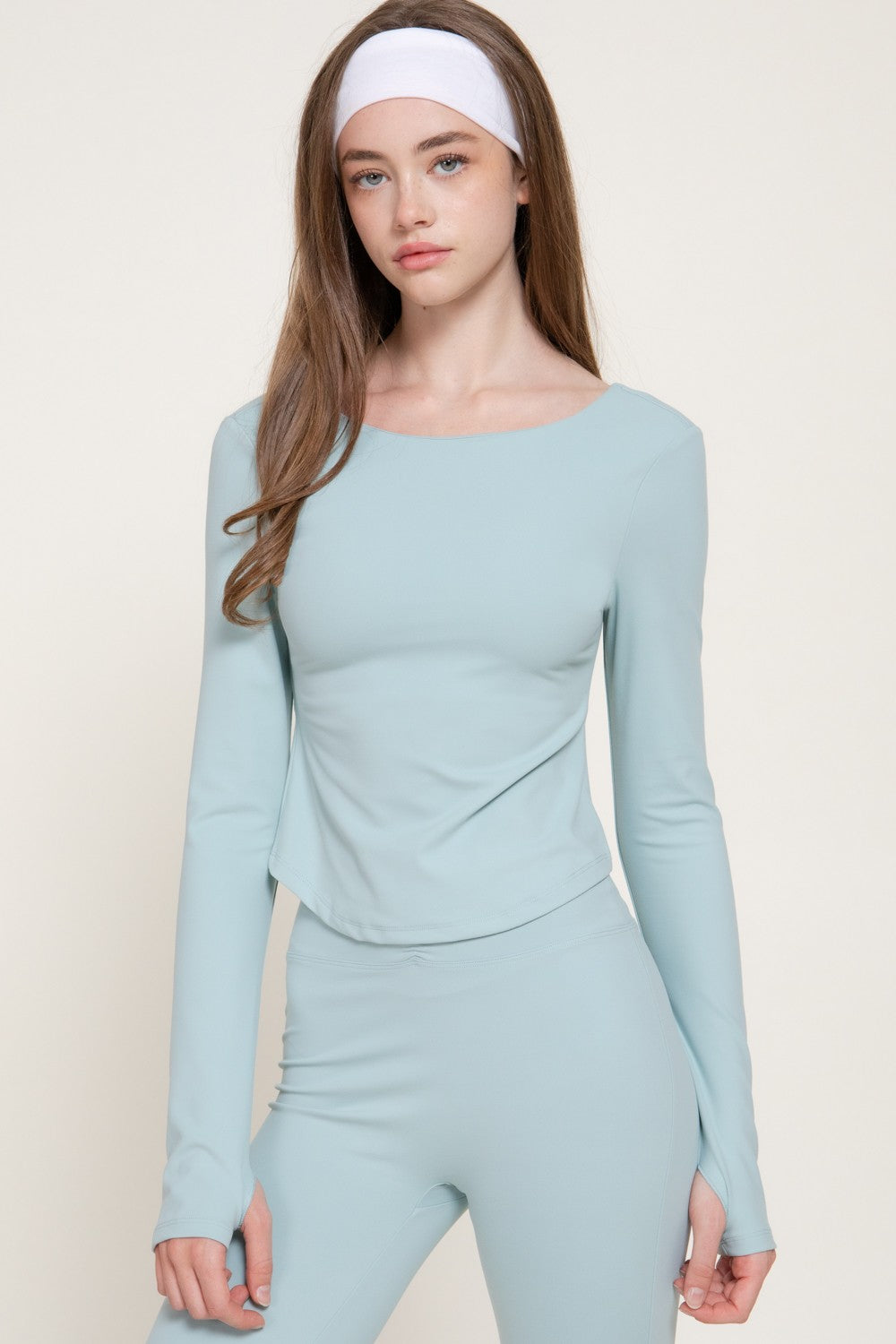 Long Sleeve Activewear Top with Scoop Back