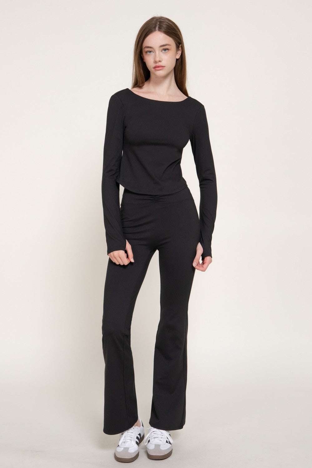 Long Sleeve Activewear Top with Scoop Back