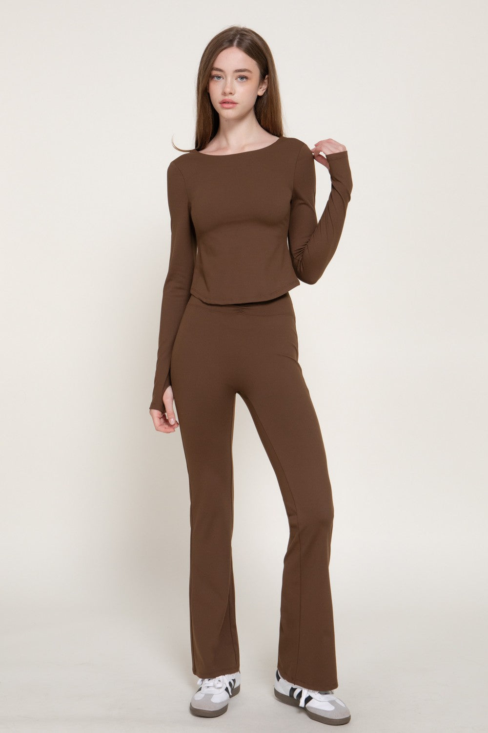 Long Sleeve Activewear Top with Scoop Back