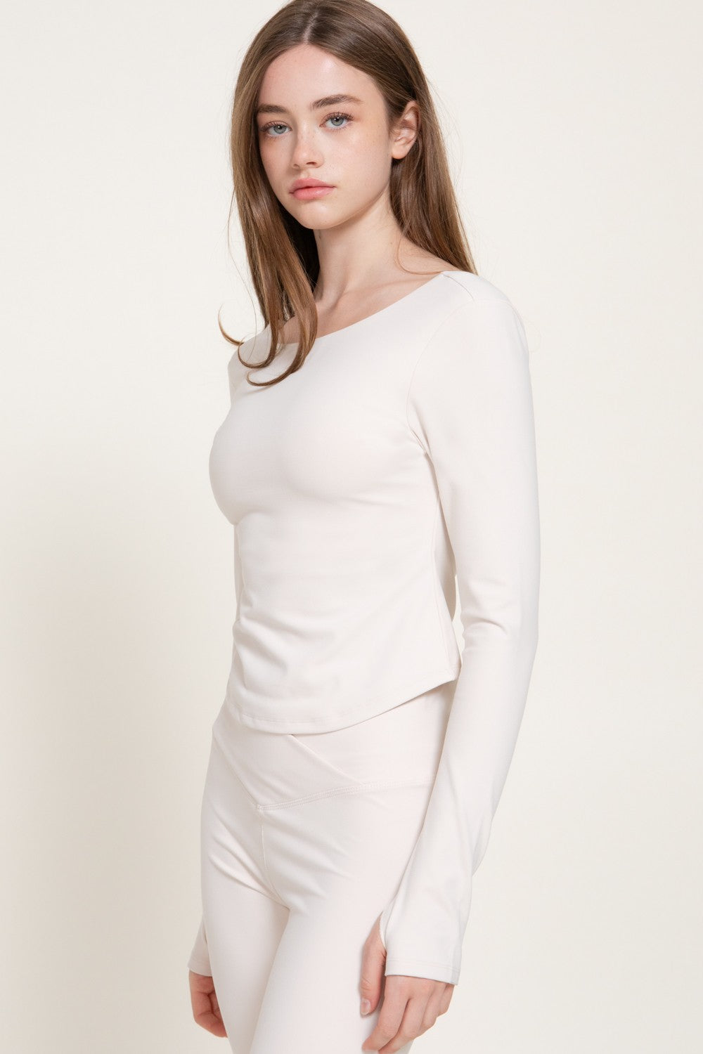 Long Sleeve Activewear Top with Scoop Back