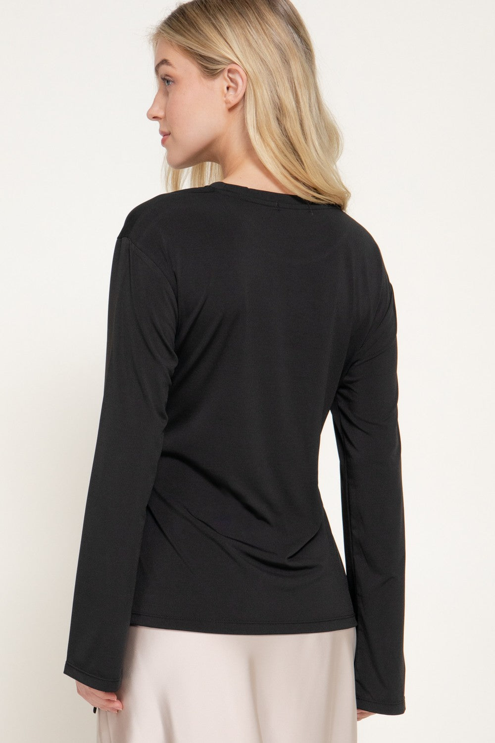 Long Sleeve Front Tie Detail Knit Top