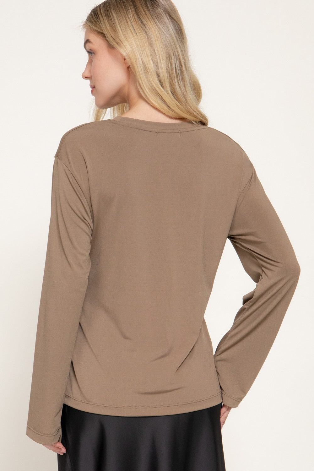 Long Sleeve Front Tie Detail Knit Top