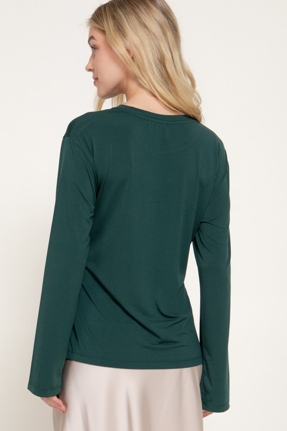 Long Sleeve Front Tie Detail Knit Top