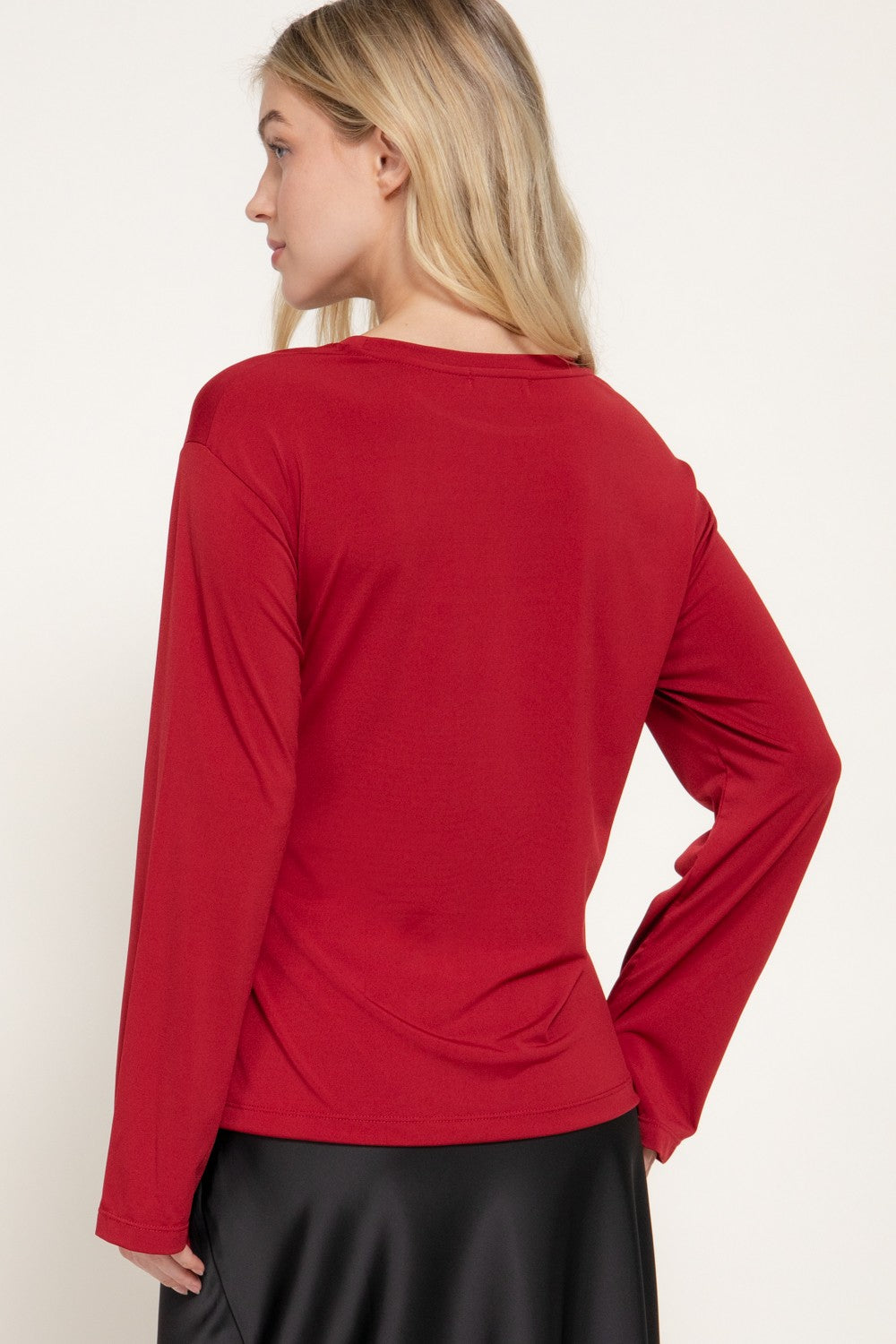 Long Sleeve Front Tie Detail Knit Top