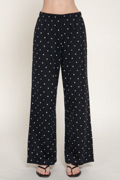 Straight Leg Dot Print Long Pants