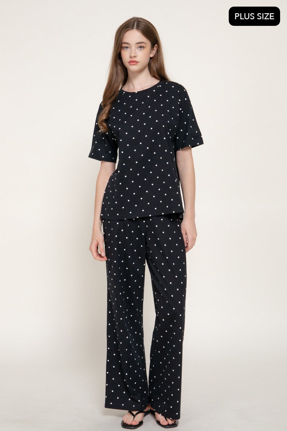 Straight Leg Dot Print Long Pants