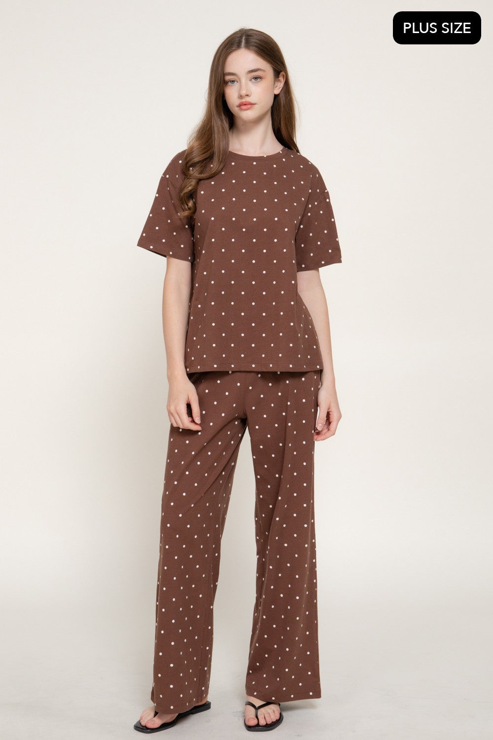Straight Leg Dot Print Long Pants