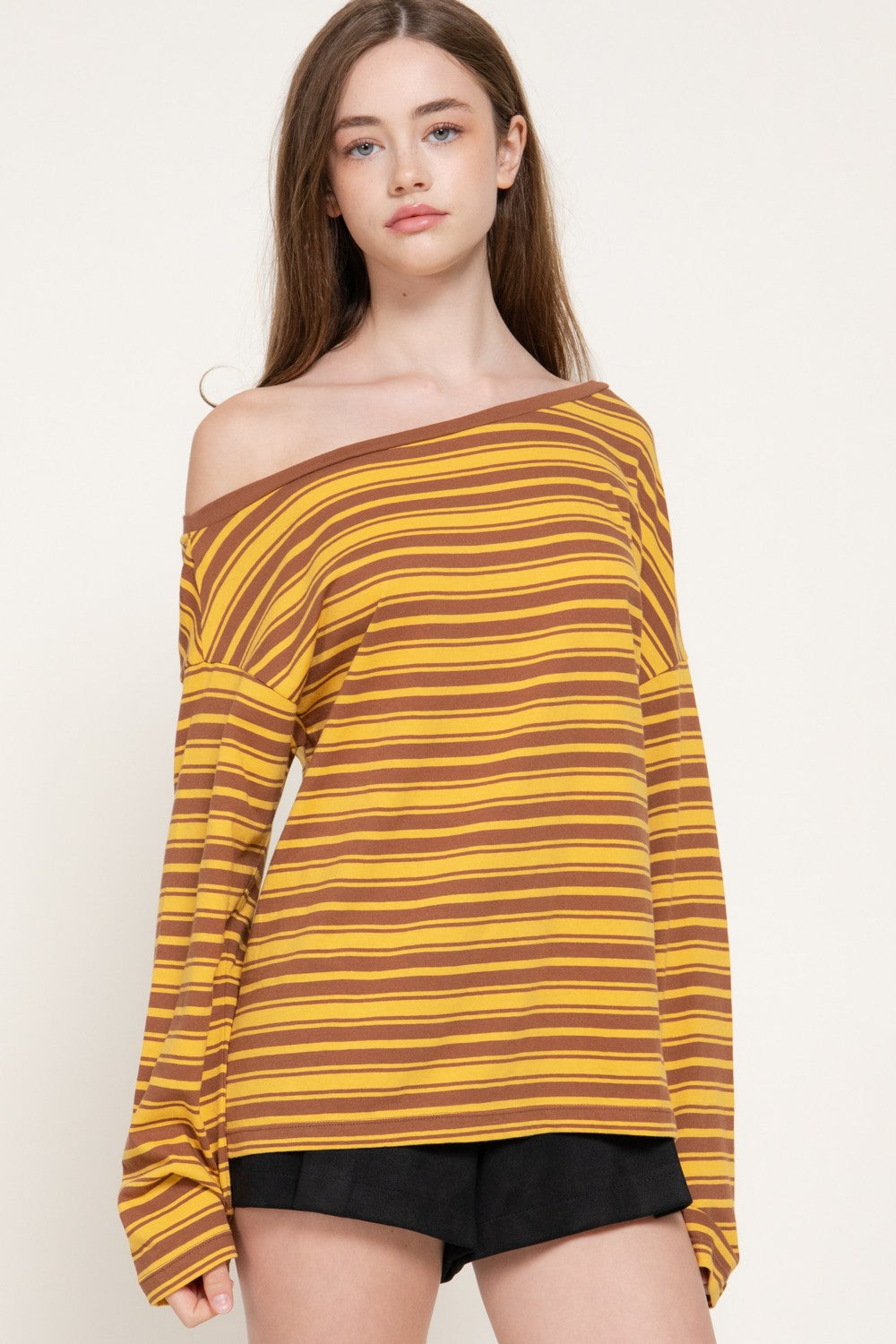 Long Sleeve Asymmetric Stripe Top