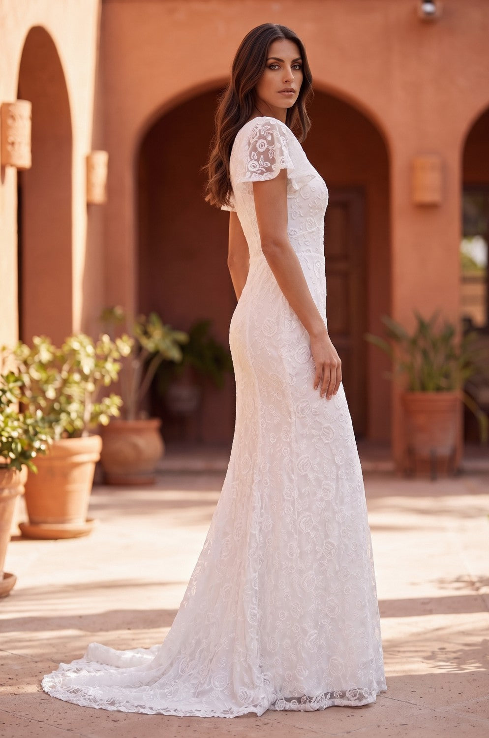 Short Sleeve Lace Wedding Dress