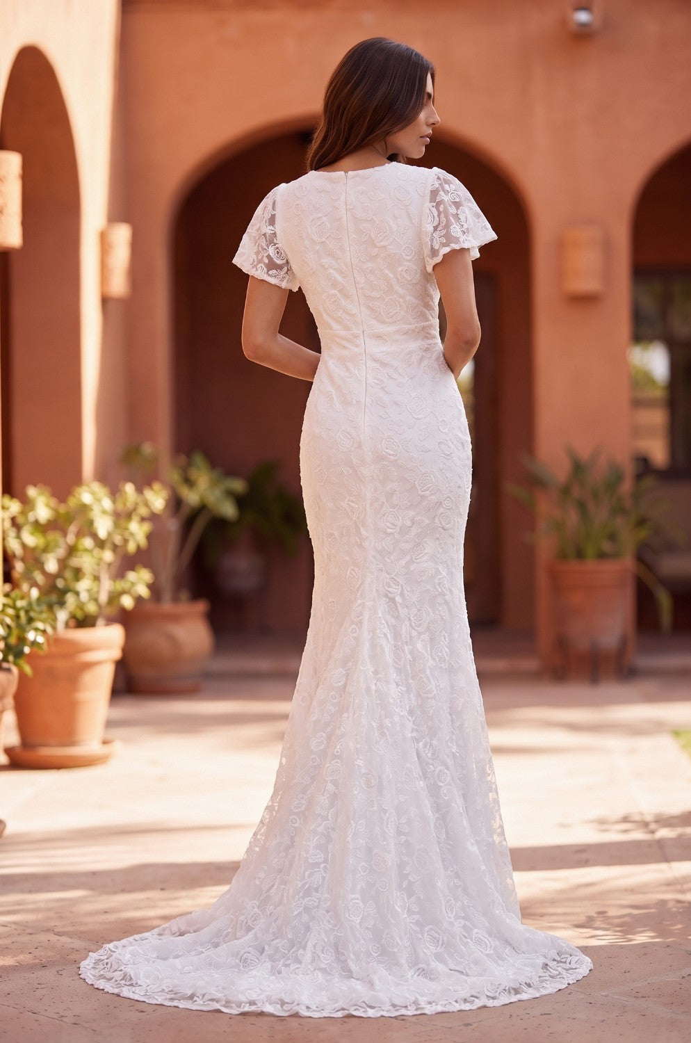 Short Sleeve Lace Wedding Dress