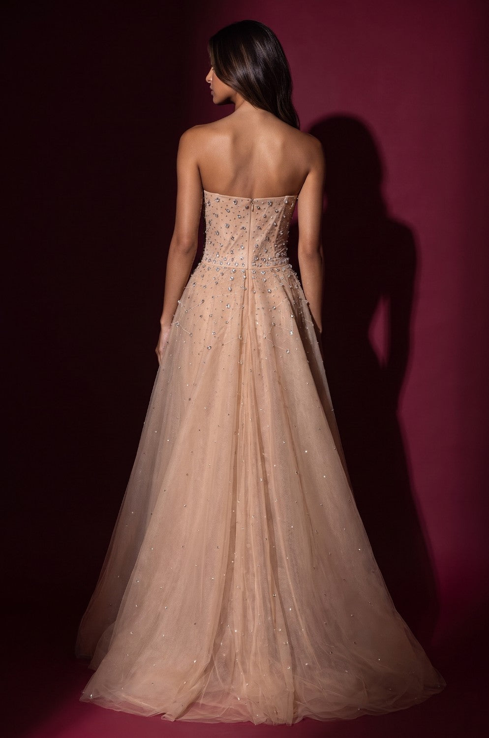 Long Couture Rhinestone Corset Formal Dress