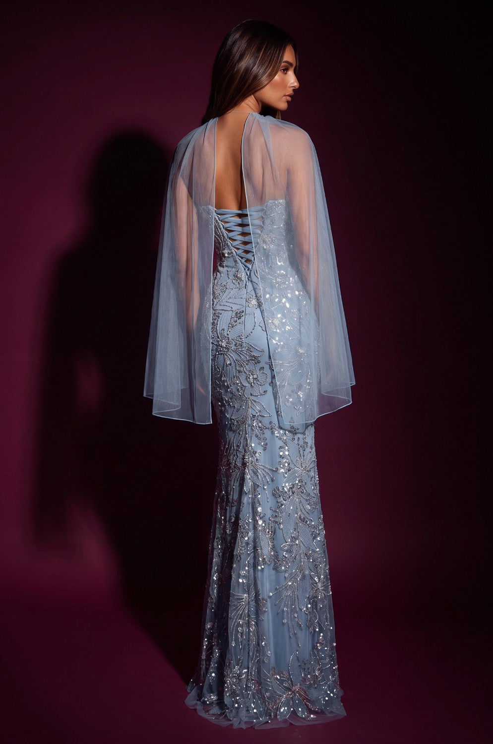 Prom Floral Sequined Couture Formal Dress