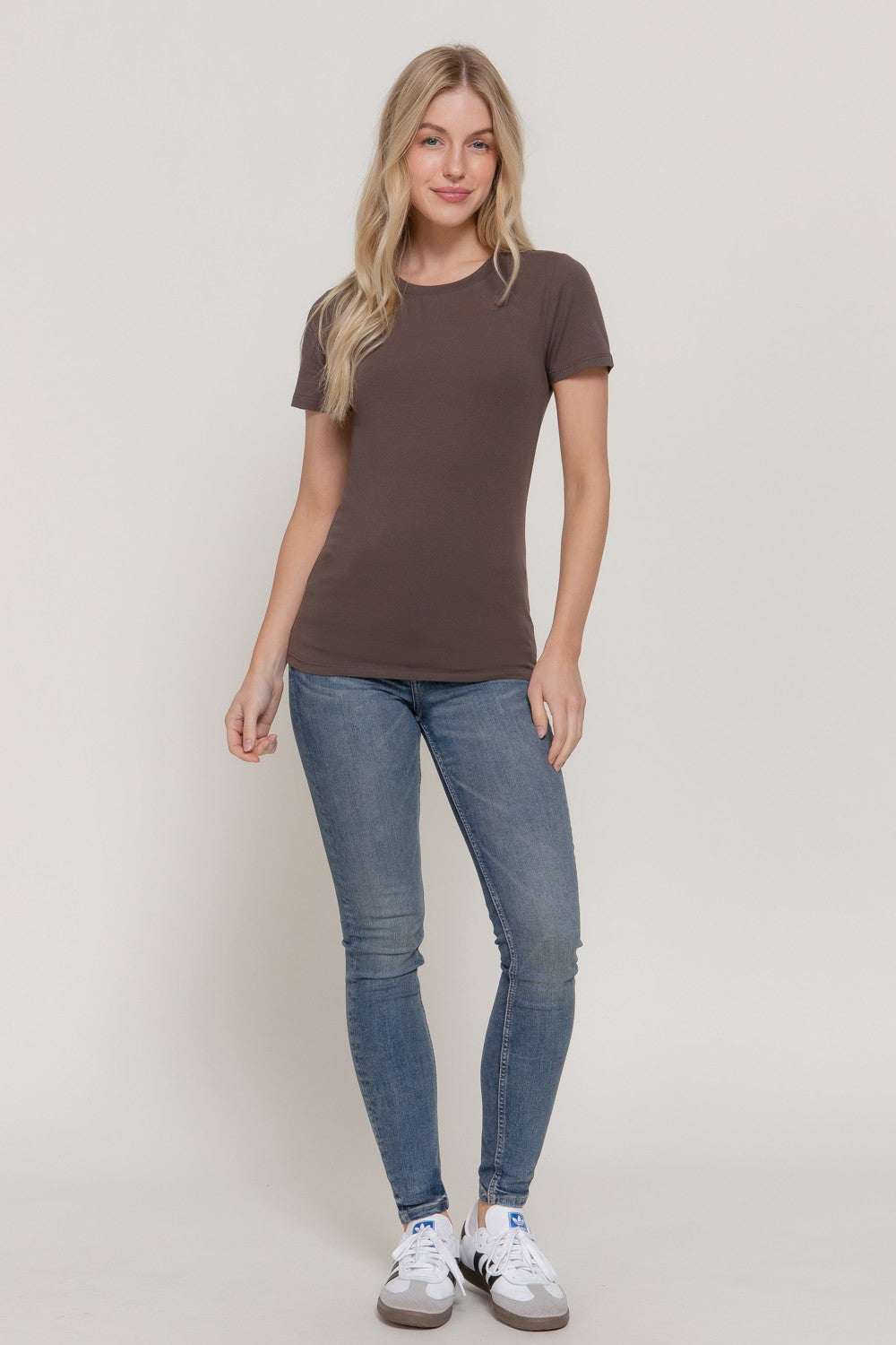 Short Slv Crew Neck Cotton Jersey Top