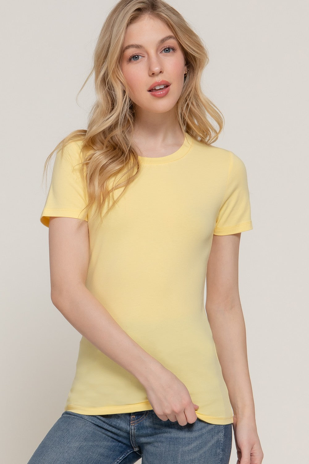 Short Slv Crew Neck Cotton Jersey Top
