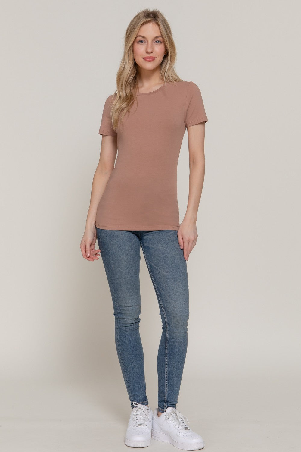 Short Slv Crew Neck Cotton Jersey Top