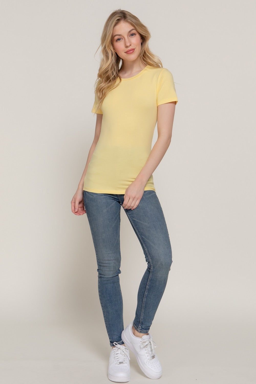 Short Slv Crew Neck Cotton Jersey Top