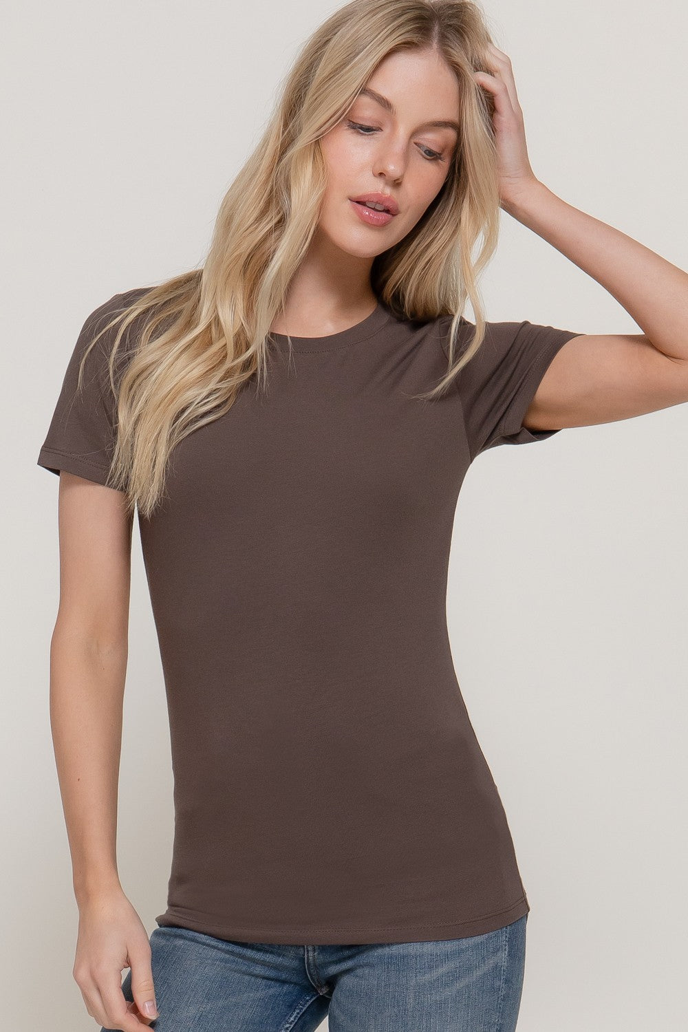 Short Slv Crew Neck Cotton Jersey Top