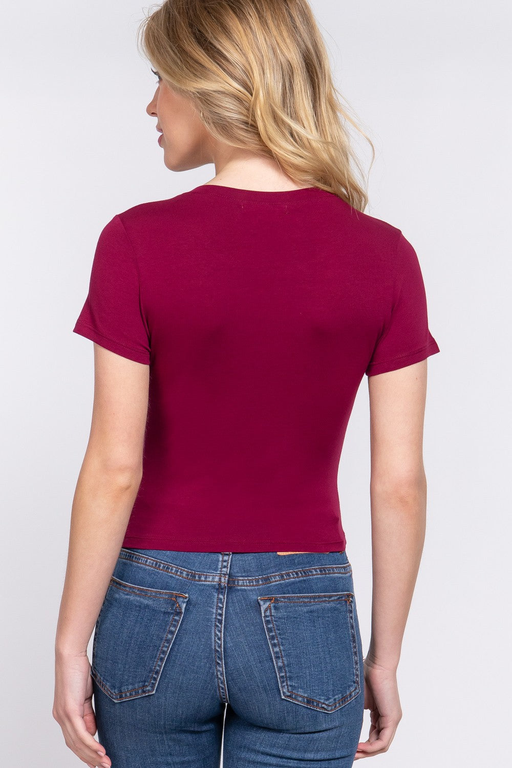 Short Sleeve Crew Neck Crop Top