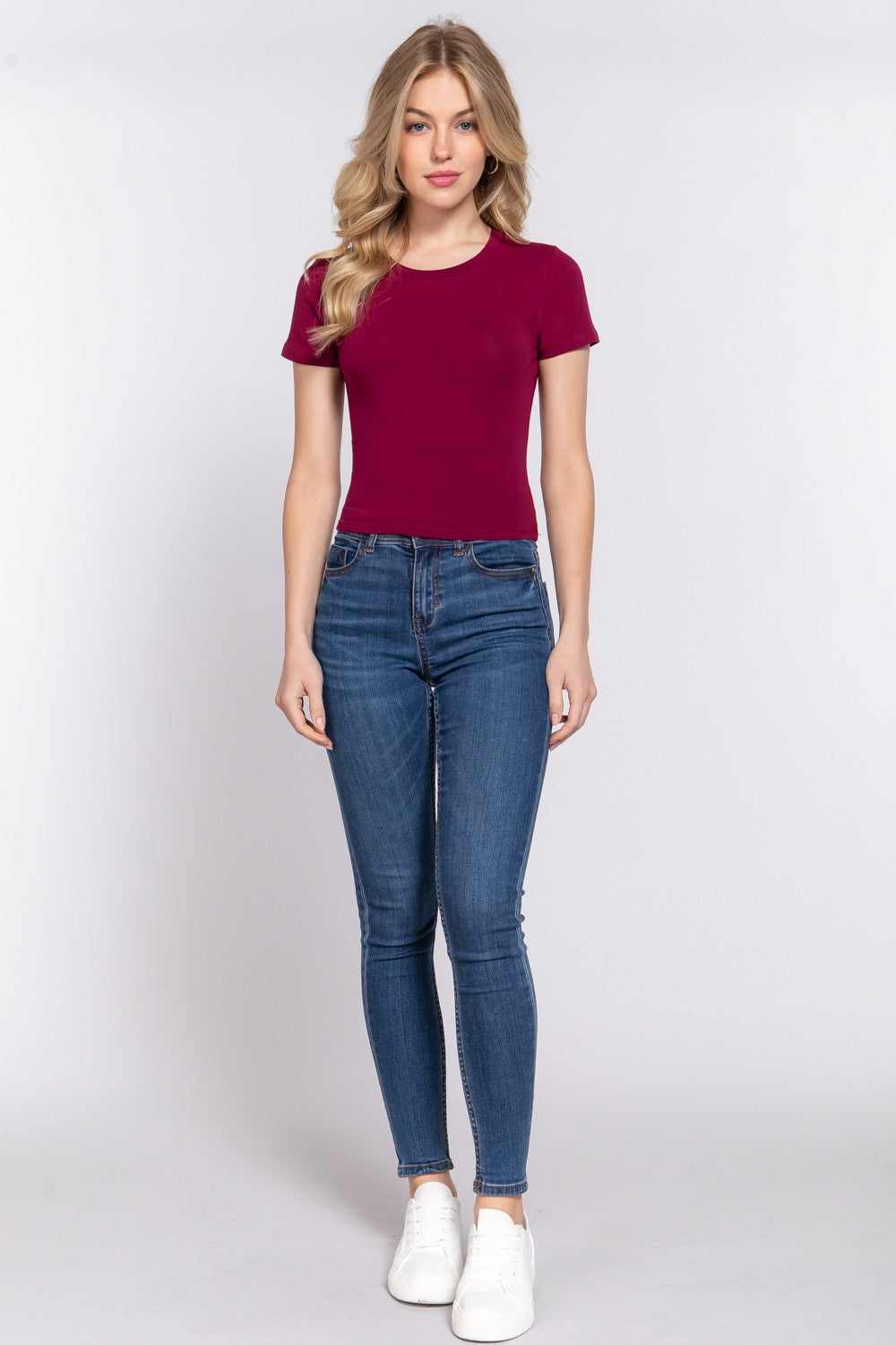 Short Sleeve Crew Neck Crop Top