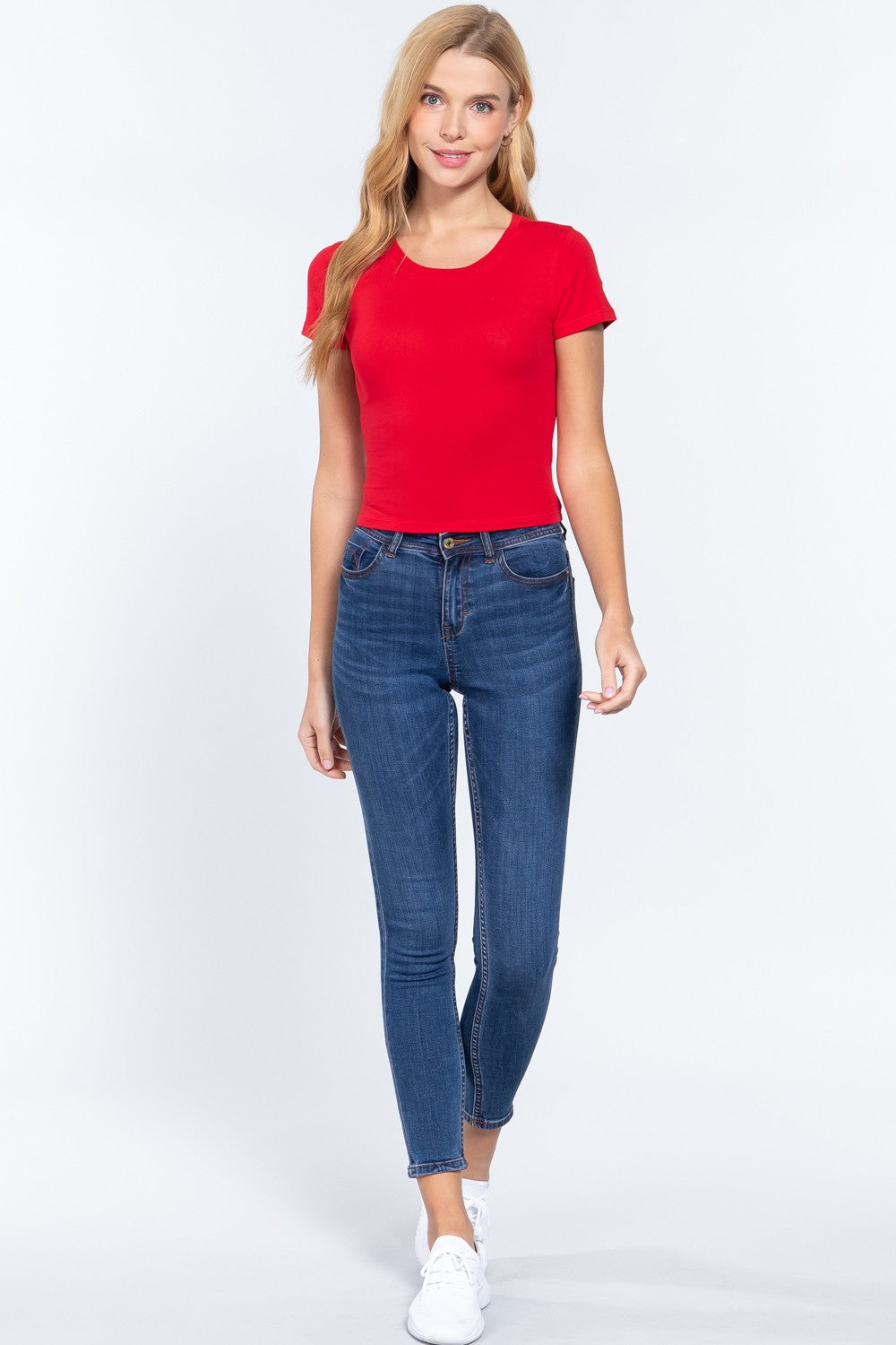 Short Sleeve Crew Neck Crop Top