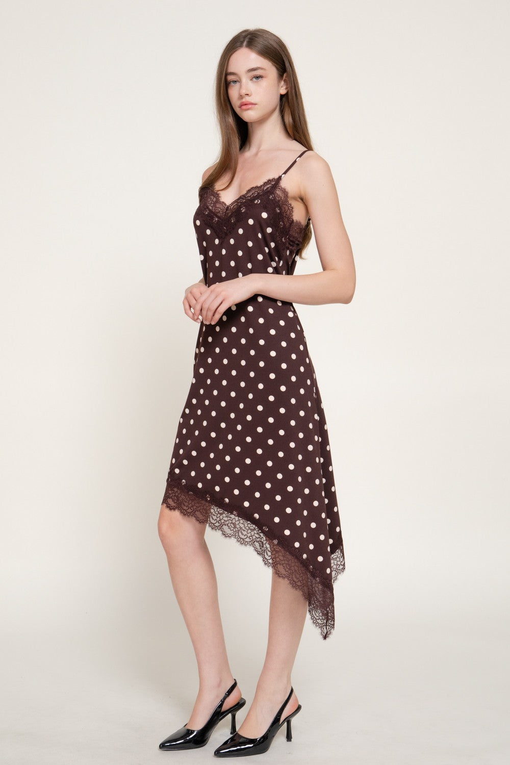 Dot Print Asymmetrical Knit Dress