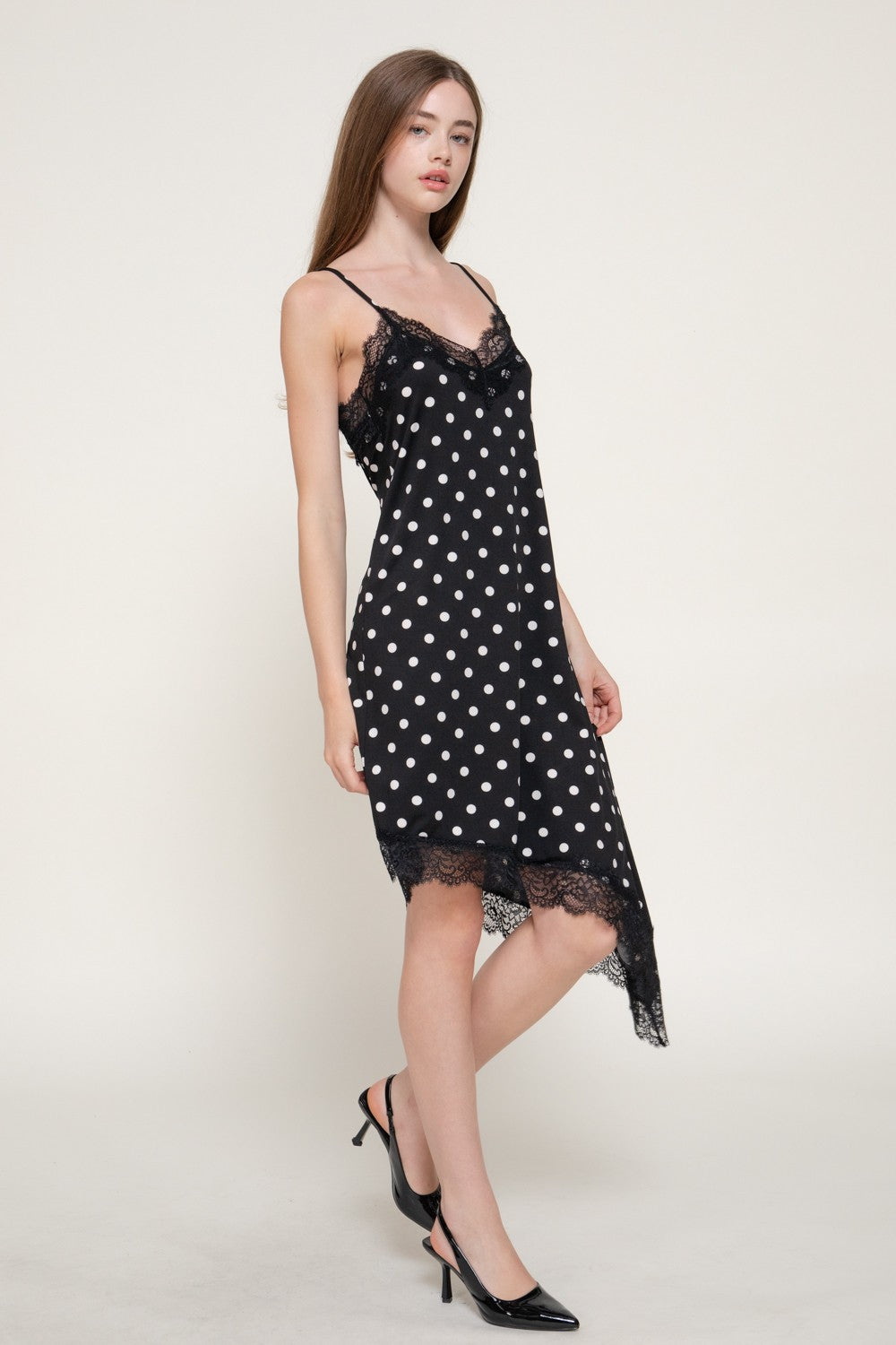 Dot Print Asymmetrical Knit Dress