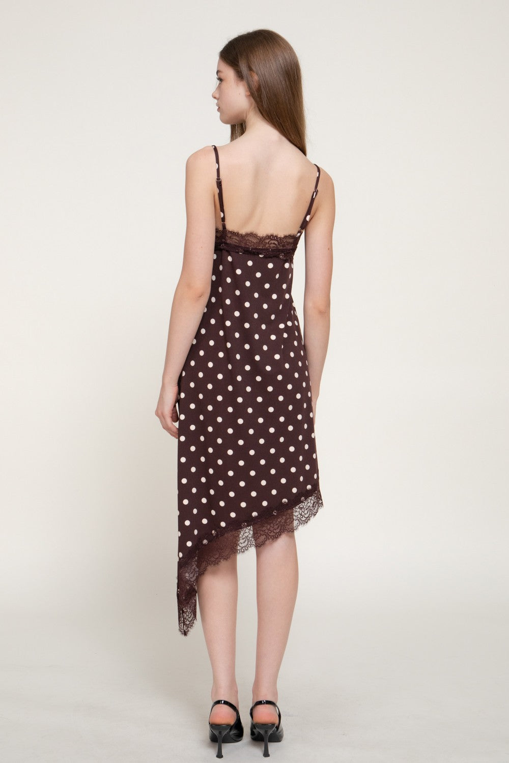 Dot Print Asymmetrical Knit Dress