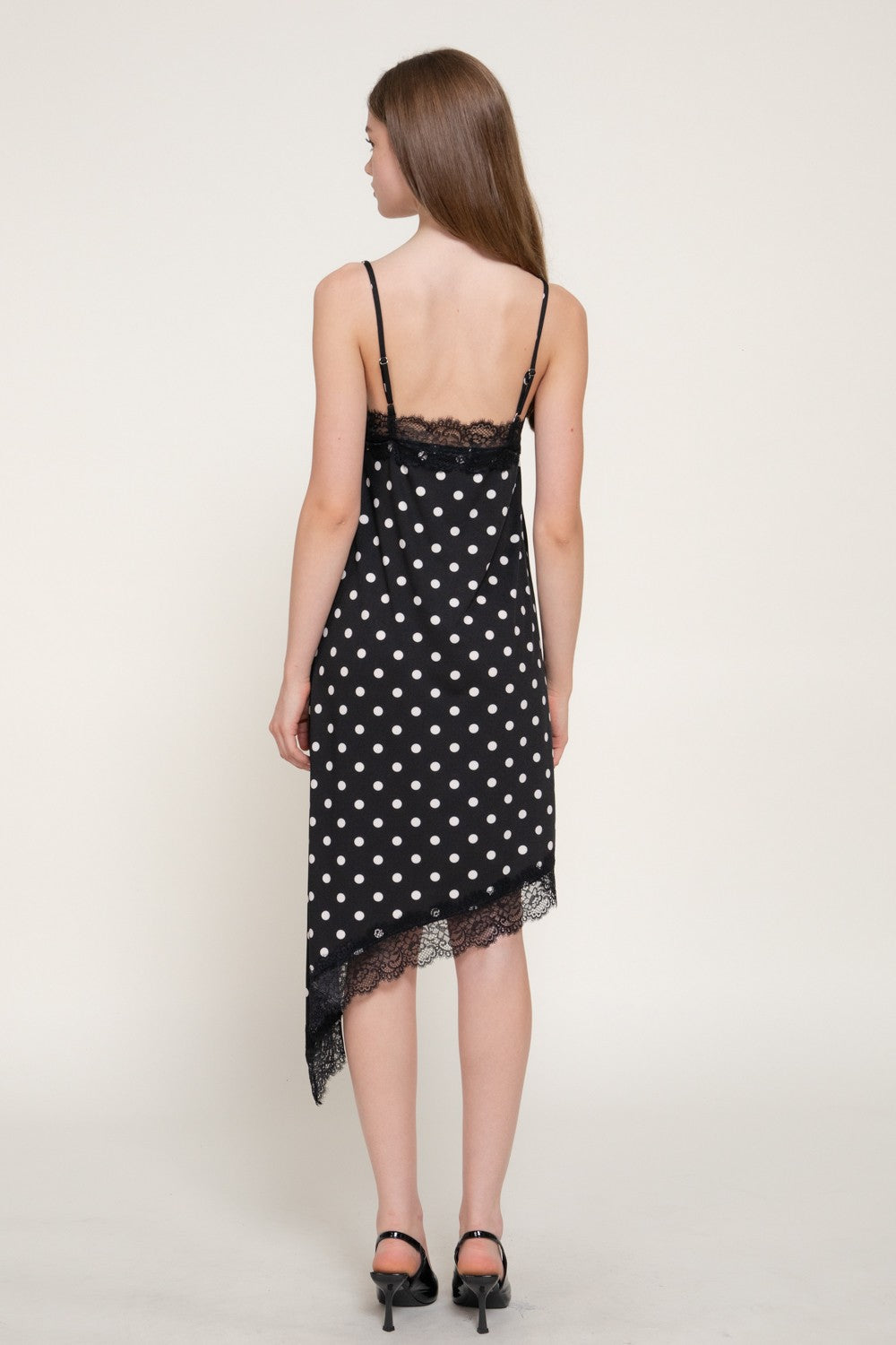 Dot Print Asymmetrical Knit Dress