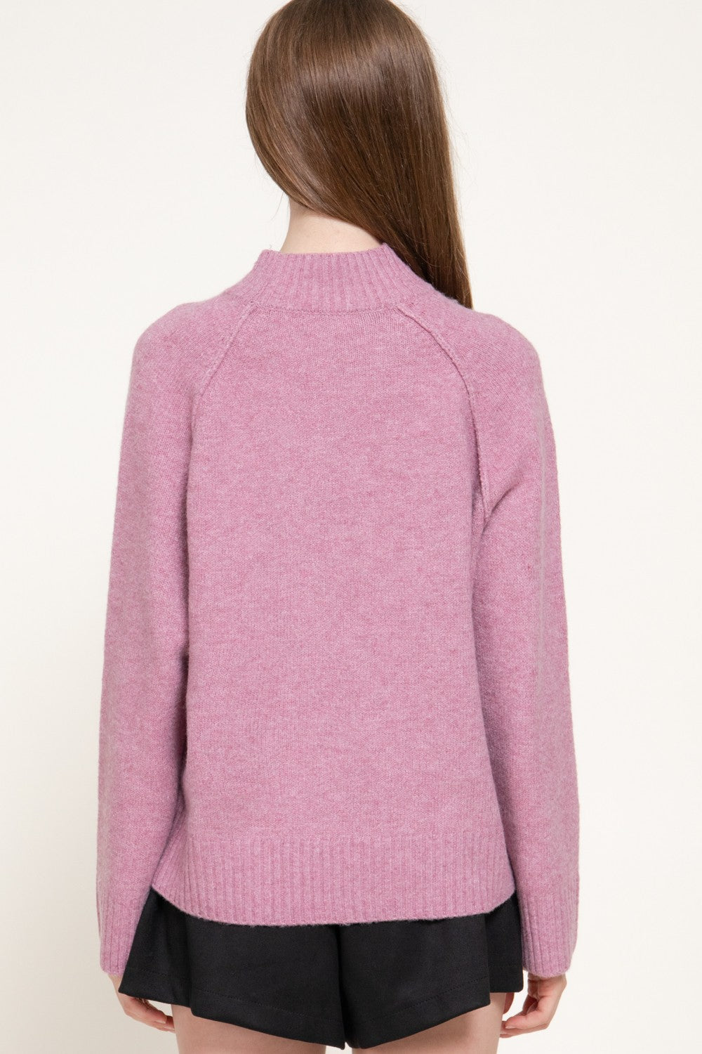 Long Raglan Slv Mock Neck Sweater