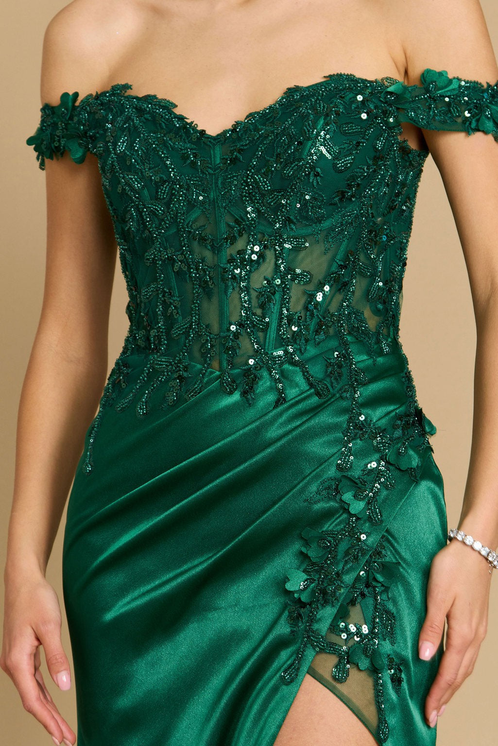 Fitted Corset Off The Shoulder Formal Prom Dress